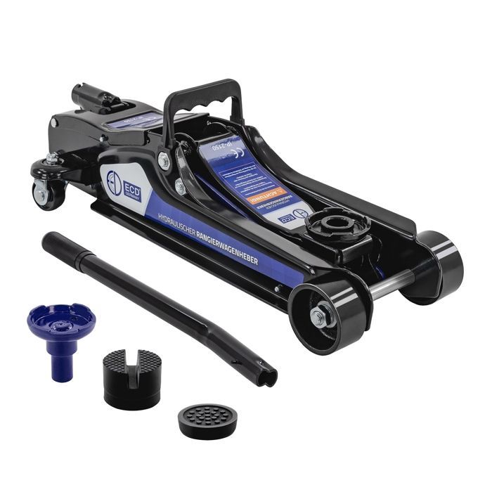 ECD Germany 2 cavalletti a cricchetto da 2,5 T, certificati TÜV/GS, altezza 80-360 mm, acciaio nero e blu, cavalletto da officina, cavalletto per auto