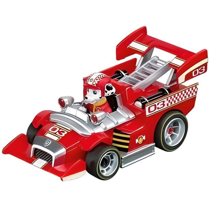 ¡Carrera Go!!! Paw Patrol - Vehículo de carreras de Marshall rojo - Serie Ready Race Rescue - Coche de slot