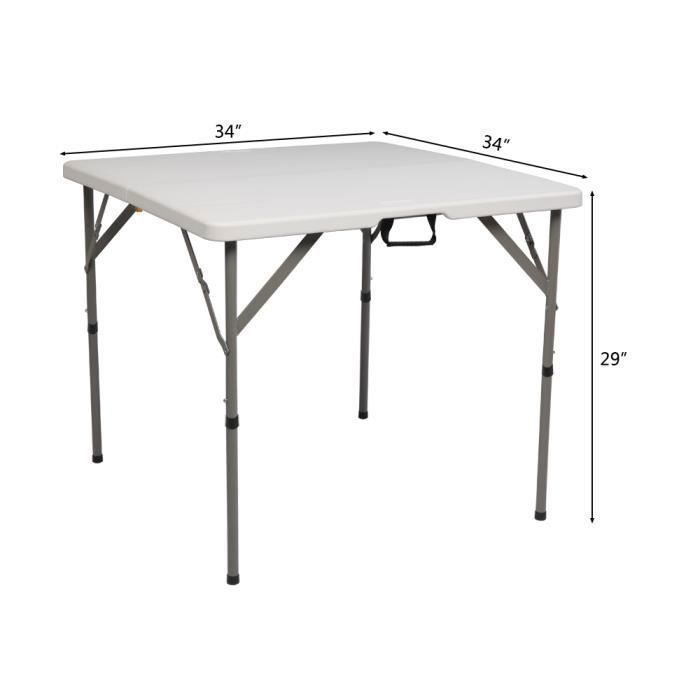 Sammenleggbart langt bord, egnet for både innendørs og utendørs bruk, lett å oppbevare, hvitt, 86*86*74 cm