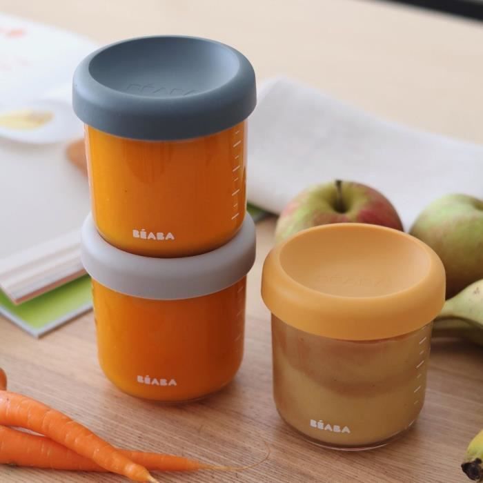 Juego de 4 porciones de comida en vaso - BEABA - Mezcla de colores Sunrise - 250 ml