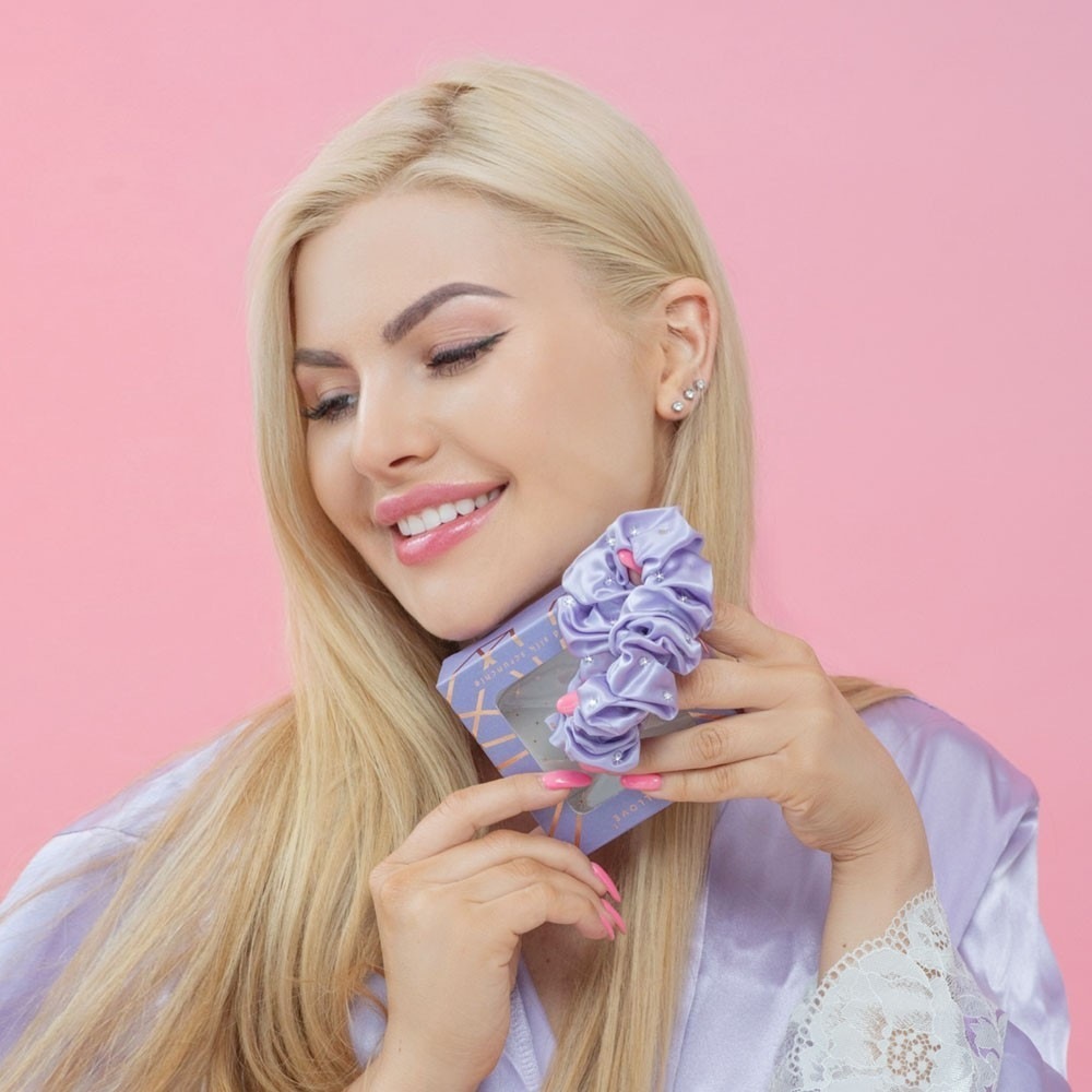 Crystallove plaukų segtukas iš kristalizuoto šilko – Alyvinė – 1 vnt.