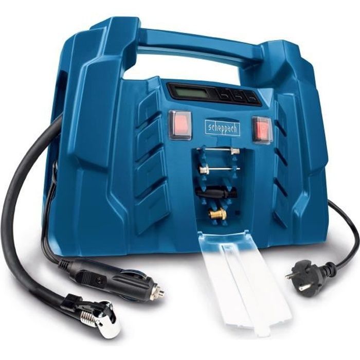 Portable compressor with electronic pressure control - Scheppach AIR FORCE 5 - 1500 W - 8 bar (car/bike/balloon)
