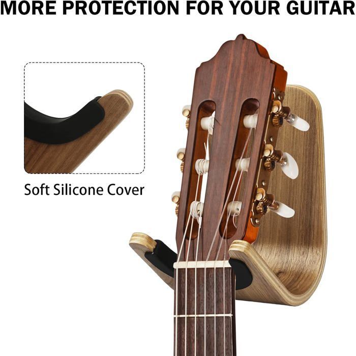 Soporte de pared para guitarra, de madera, con tornillos y adhesivo, para ukelele, bajo, guitarra acústica y eléctrica.