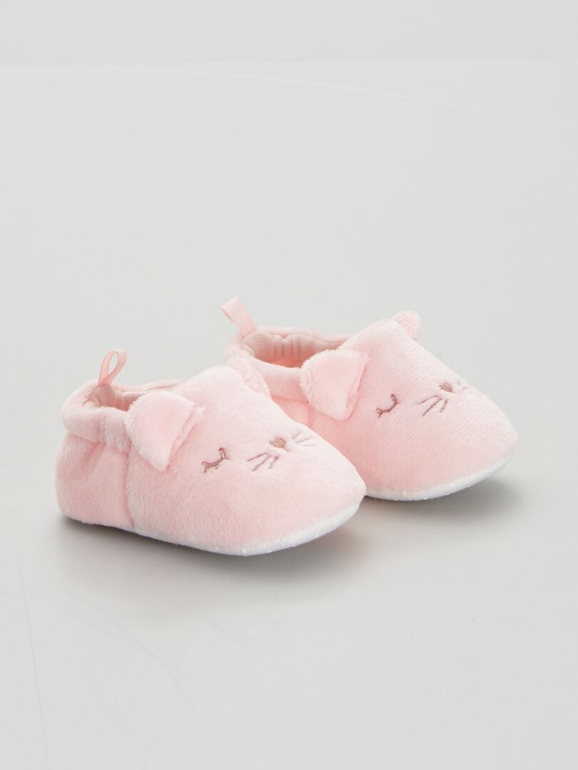 Babyfluwelen pantoffels - Lichtroze
