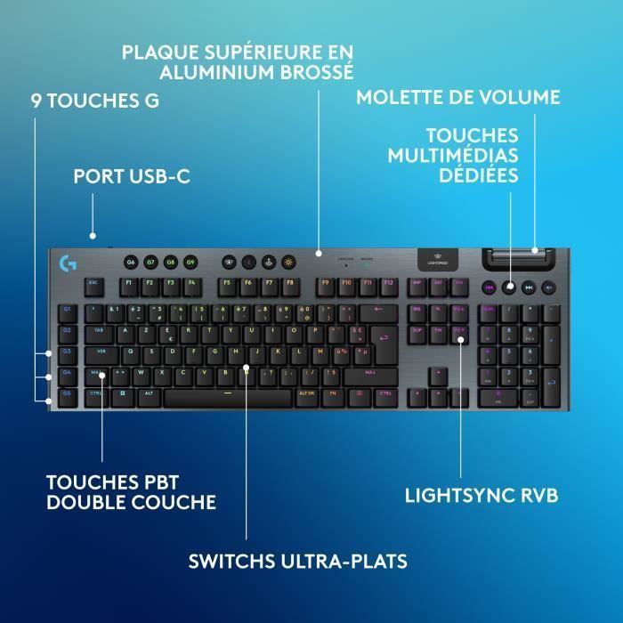 Kabellose Gaming-Tastatur – Logitech G – G915 TKL X – AZERTY – Lineare Schalter – Schwarz