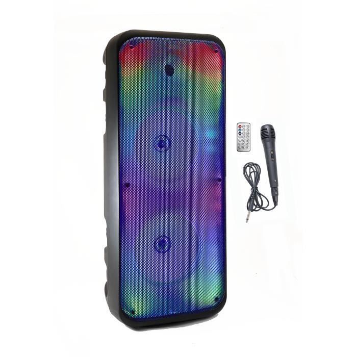 Beleuchteter Karaoke-Lautsprecher – INOVALLEY – KA25-FIRE – Bluetooth V5.0 – 64 cm – 850 W – Schwarz