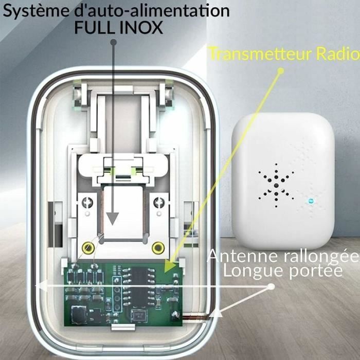 Timbre inalámbrico para exteriores sin pilas, resistente al agua IP65, a la nieve, la lluvia y la humedad.