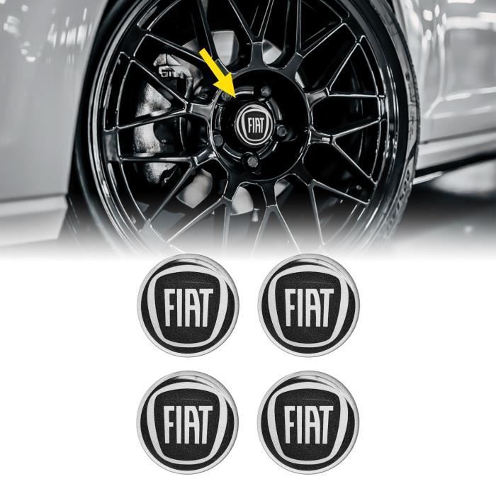 3D Stickers - Fiat - Wheel Cover - Black - 4 Pieces - Diameter 58 mm