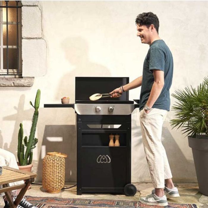 Elektrische All-in-One-Grillplatte – LE MARQUIER – PLOE260D – 2 Kochfelder – auf einem Wagen