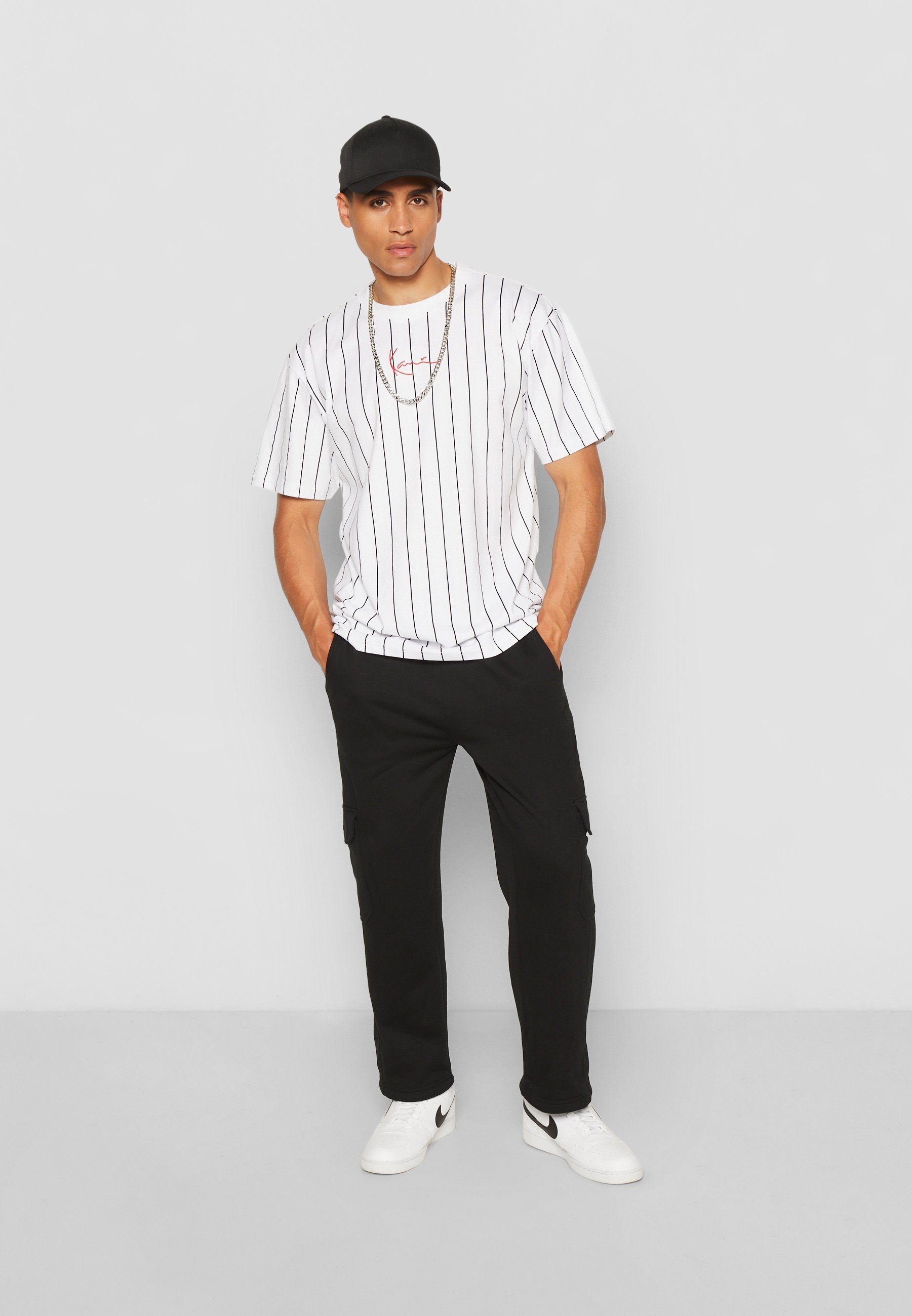 Karl Kani SMALL SIGNATURE PINSTRIPE - Print T-shirt - blanco