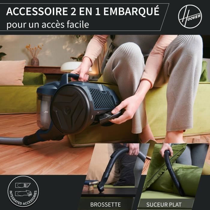 Bagless canister vacuum cleaner - HOOVER - HP110HM - 700 W - 78 dBA - 2 L - Blue
