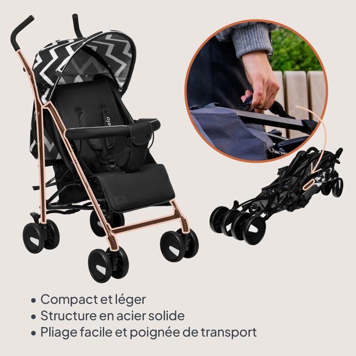 LIONELO Elia Compact Stroller - Very Lightweight - 6-36 months - Mosquito Net Included - Front Shock Absorbers - Black/White