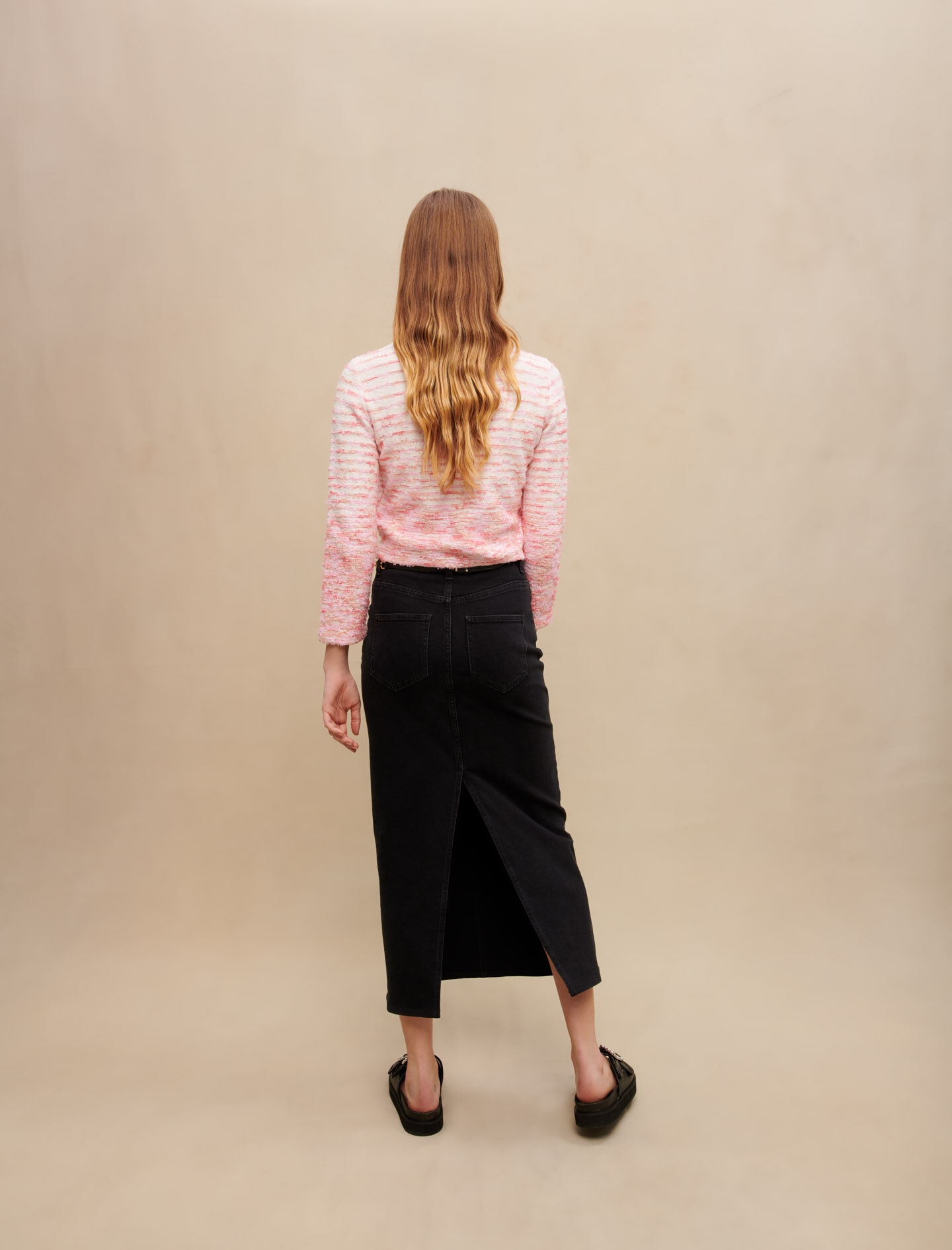 Vest met contrasterende draden - Roze/Ecru