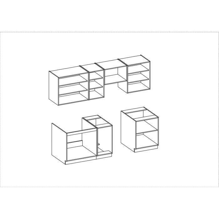 Cocina modular completa SARA - 7 elementos - Acabado roble Sonoma - Ancho 240 cm - Encimera no incluida