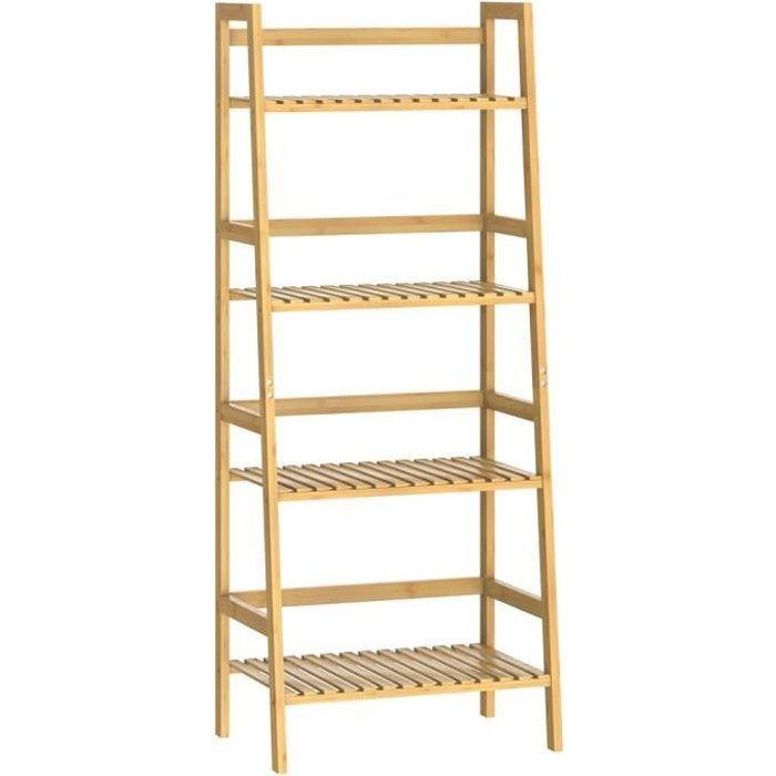 Étagère en bambou à 4 niveaux Meuble de rangement 123x48x32 cm Maison intérieur salle de bain cuisine couloir