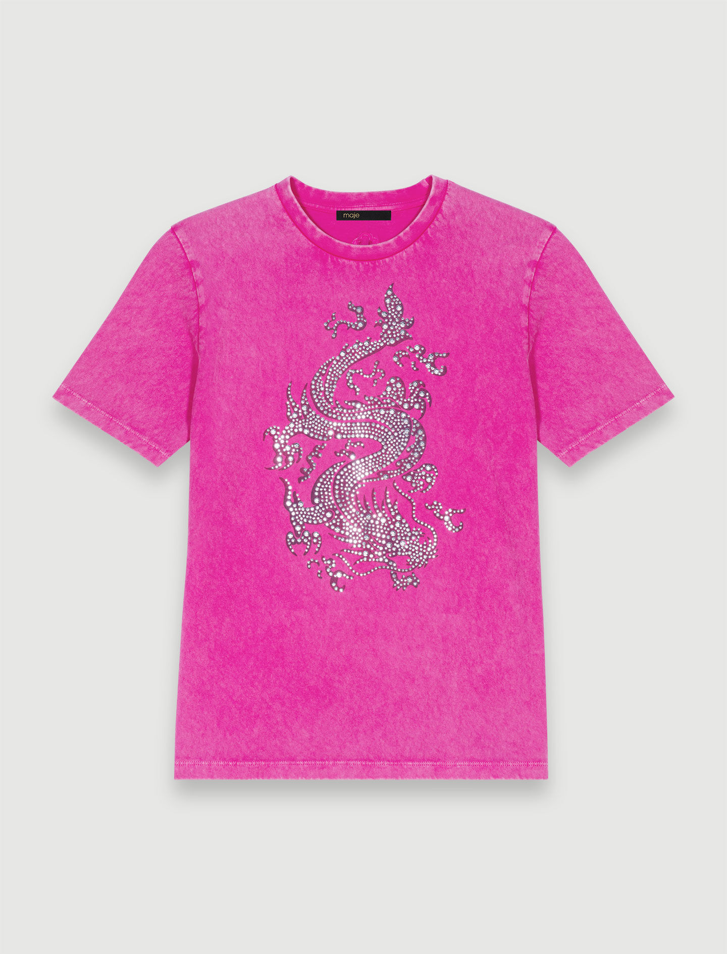 Tricou cu strasuri fuchsia - Roz