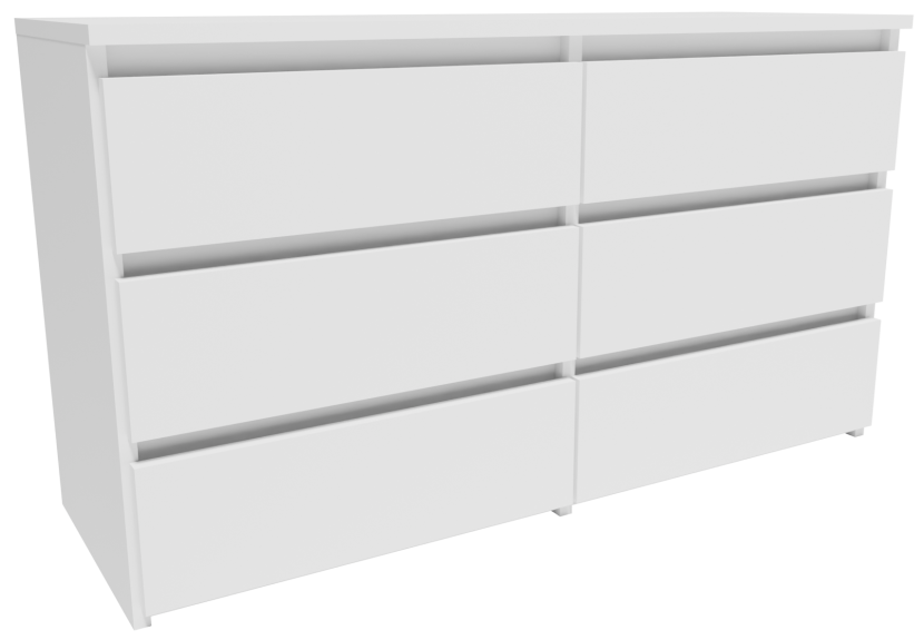 Komoda CL1006BIA biała duża szafka 100cm regał 6 szuflad na ubrania zabawki