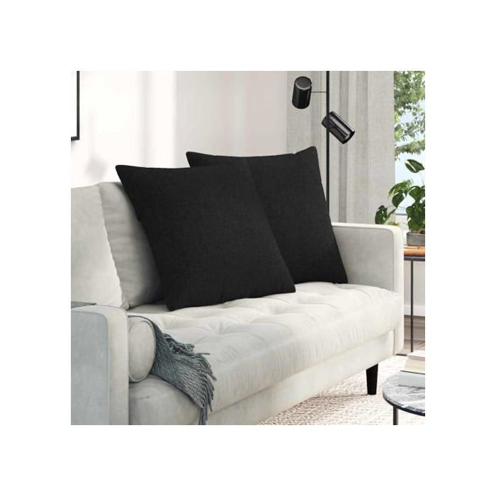 Sofakissen – vidaXL – Schwarz – 60 x 60 x 22 cm – Abnehmbare Bezüge – Polyesterfüllung – 2er-Set