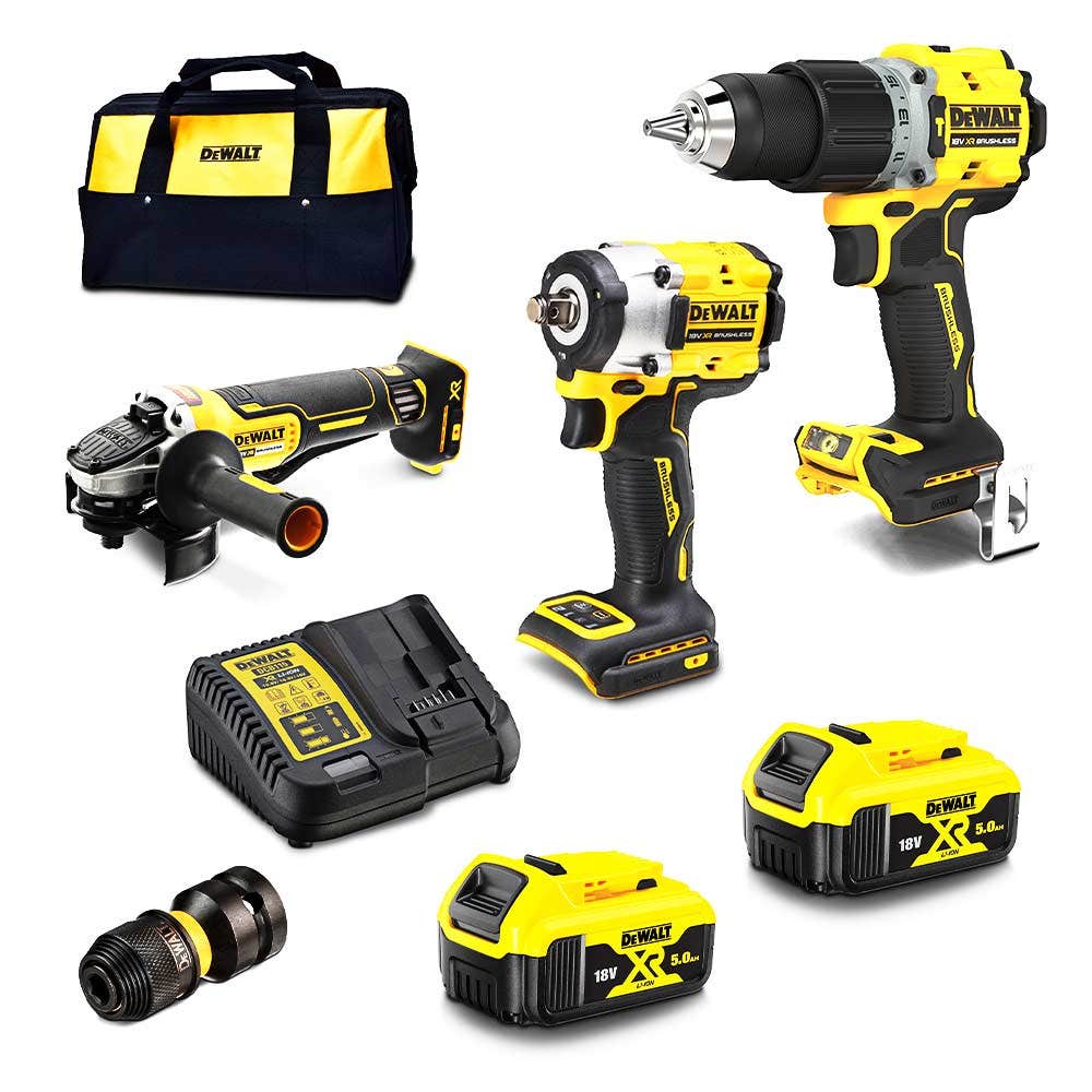 DEWALT 18 V XR 3-osainen 2 x 5,0 Ah -yhdistelmäsarja DCZ323P2-XE