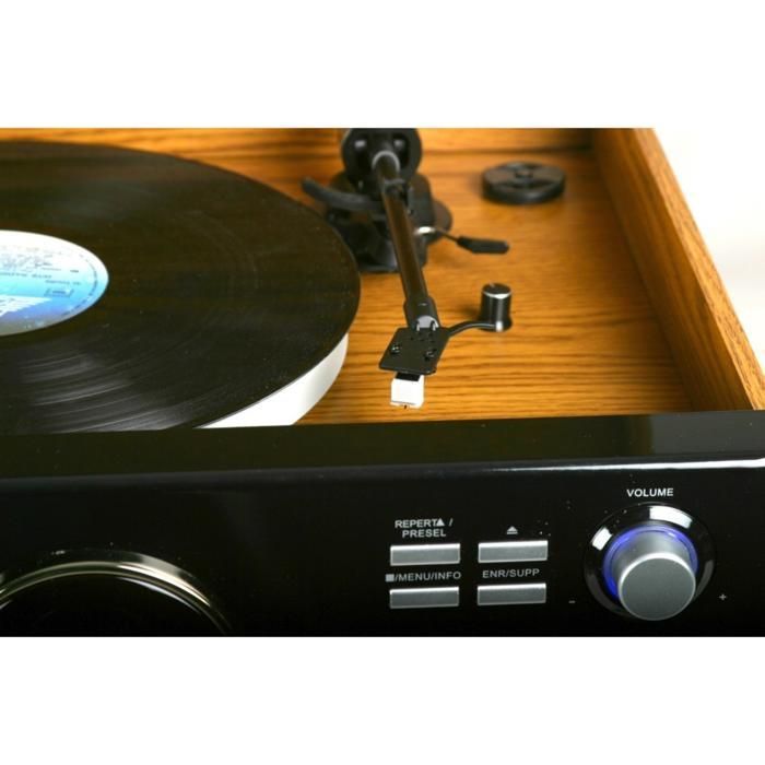 OPTEX Platine Vinyle Vintage Coffret en Bois 7 en 1 Bluetooth