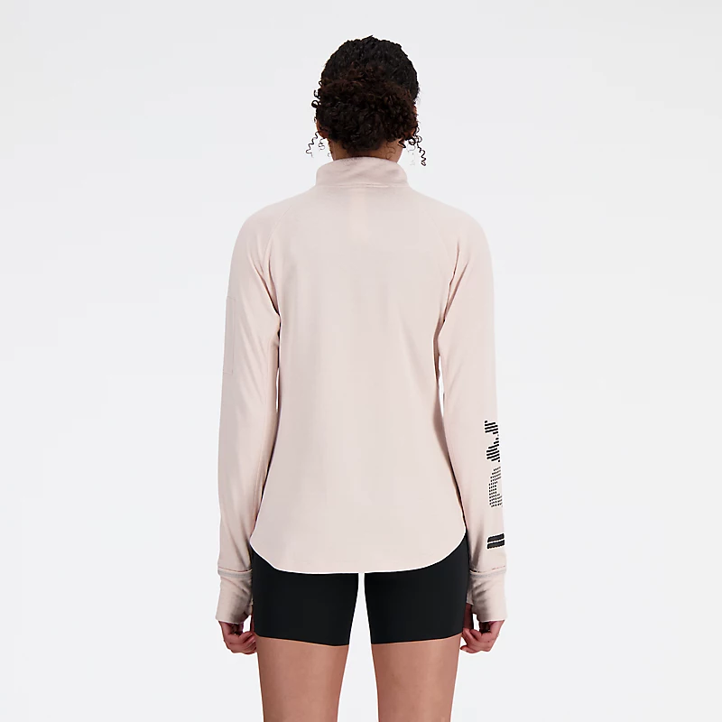 Chaqueta de mujer edición Londres NB Heat Grid con media cremallera - COLOR ROSA CUARZO JASPEADO