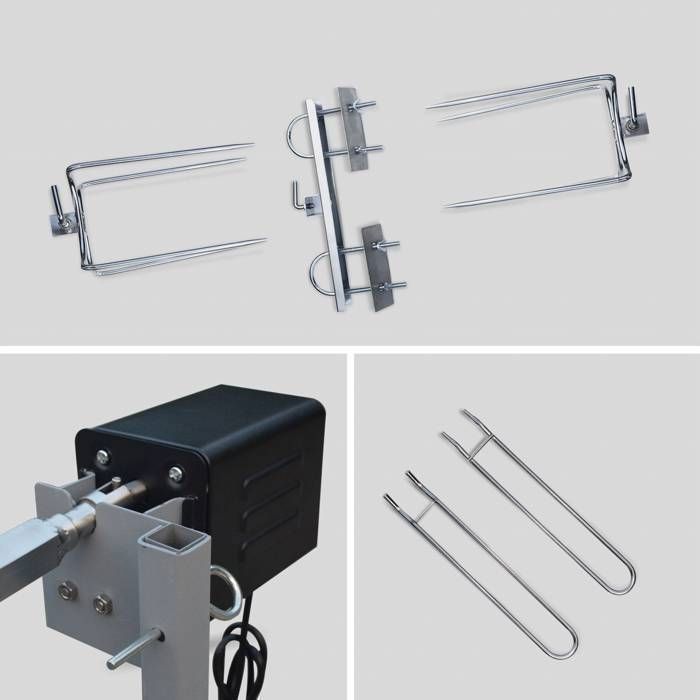 MATHURIN girarrosto a carbone basculante motorizzato in acciaio inox con spiedo