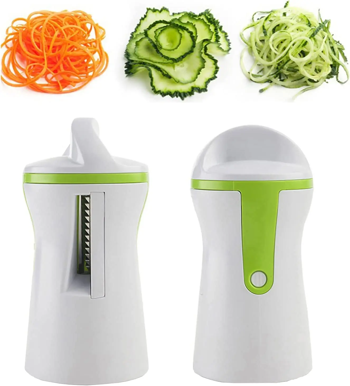 Coupe-légumes spiraliseur portatif 3 en 1, trancheuse à spirales pour carottes, courgettes et spaghettis. Idéal pour la cuisine.