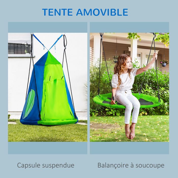 Outsunny - Balançoire nid d'oiseau - PE - 100x100x180cm - Vert
