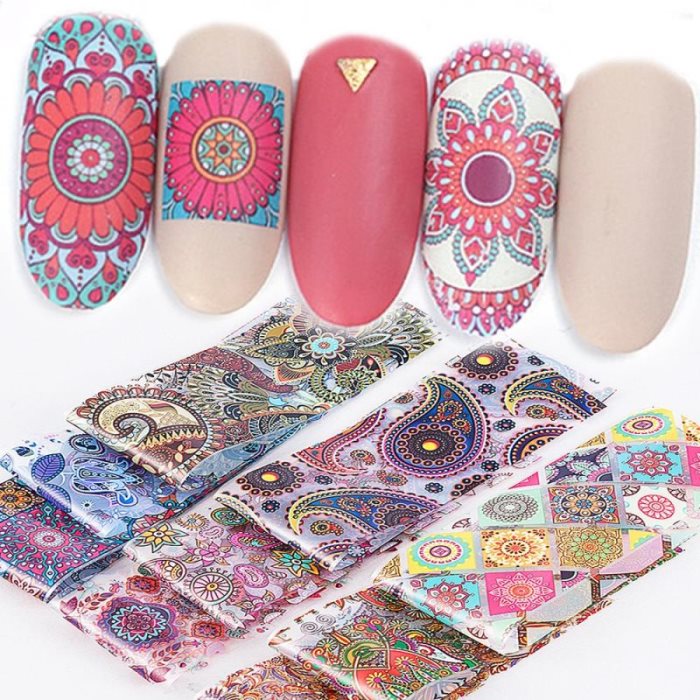 10 feuilles de stickers décoratifs à motifs floraux pour ongles