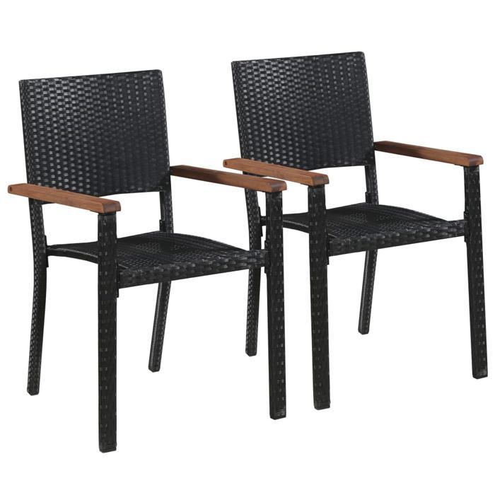 Conjunto de comedor de jardín - BURKE - 3 piezas - Madera maciza de acacia - Resina tejida - 85x85x74 cm (mesa)