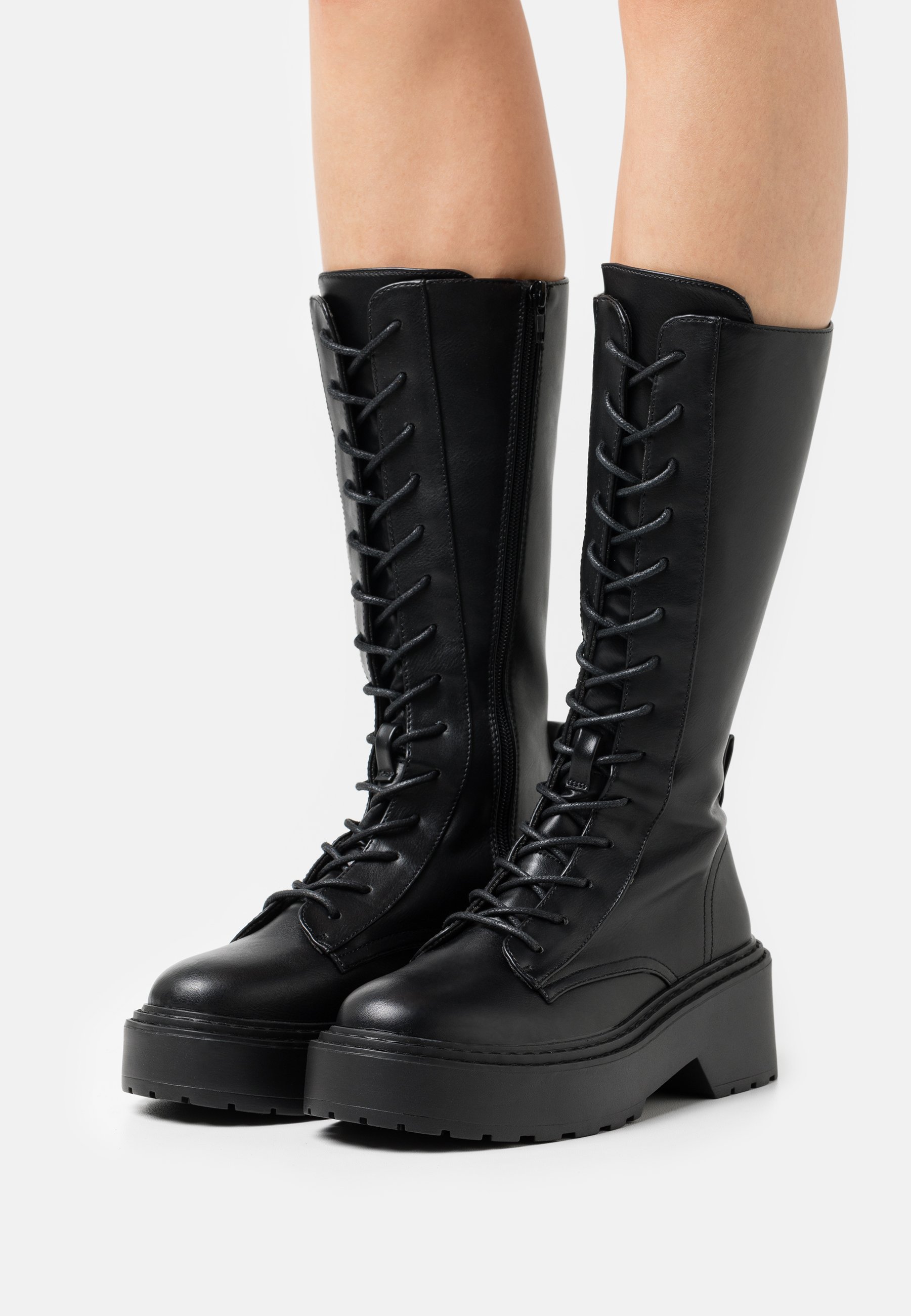 ONLY SHOES ONLBOSSI BOTTES HAUTES À LACETS - Bottes à lacets - noires
