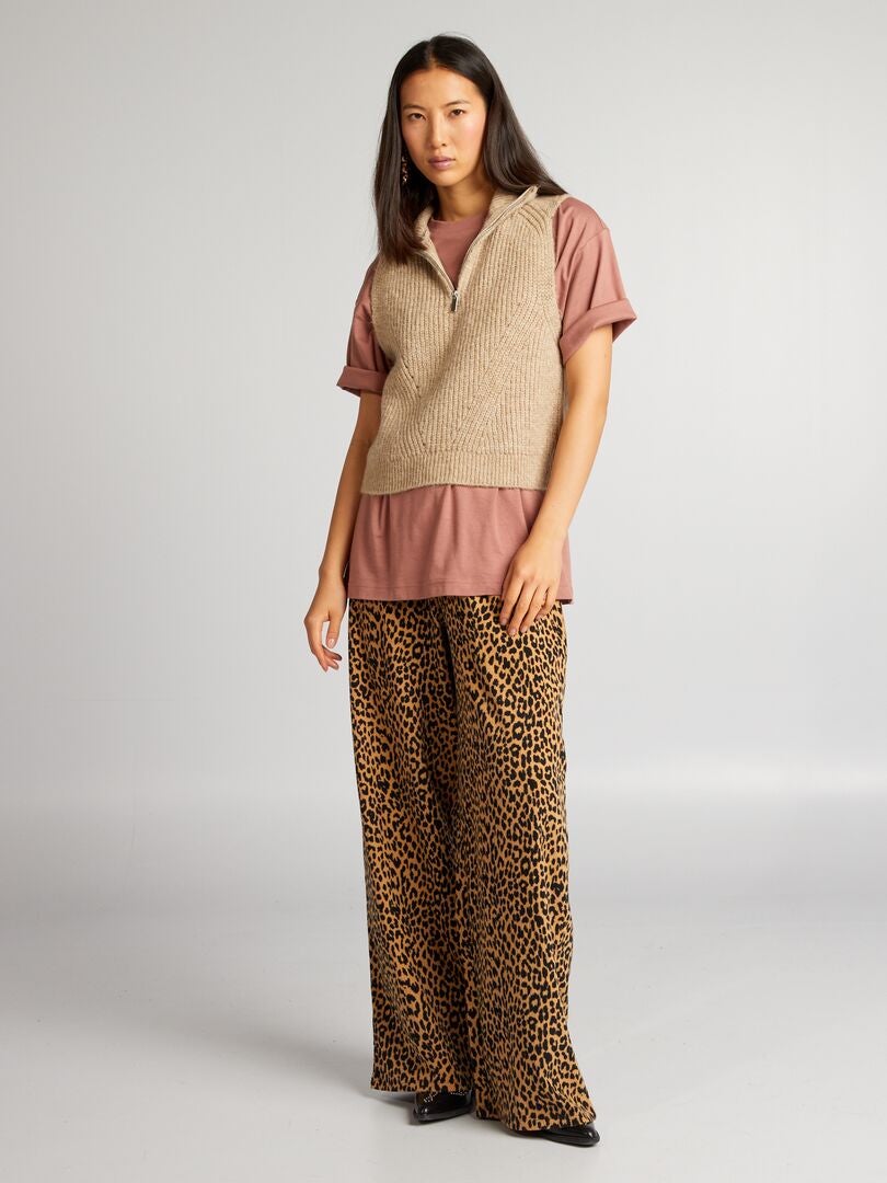Mouwloze coltrui met ritssluiting - BEIGE