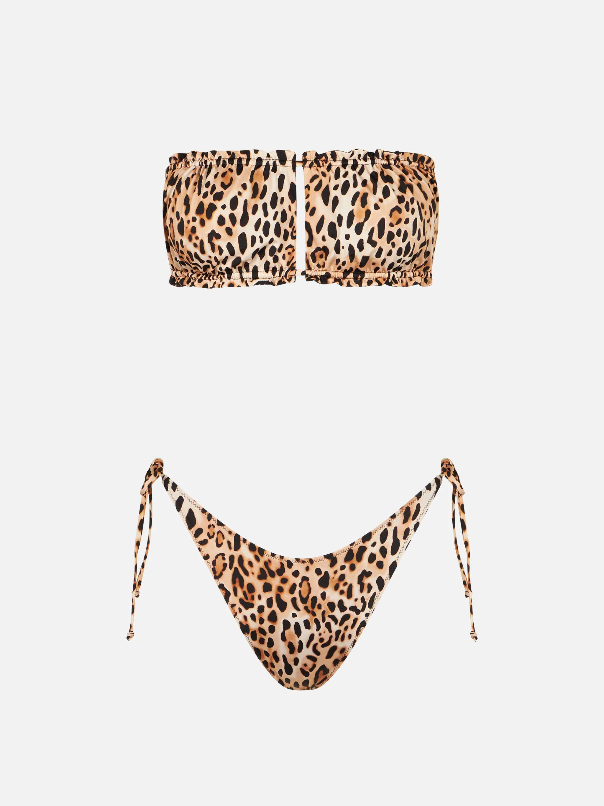 Damesbandeaubikini met luipaardprint