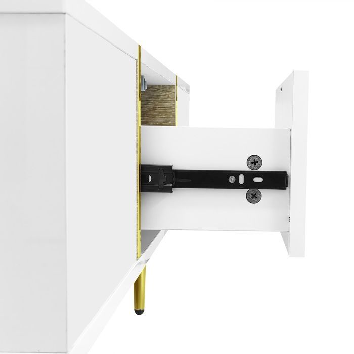 Tavolino da caffè - SOMUBI - Moderno - 2 cassetti - MDF - 100x60x41,5 cm - Bianco lucido