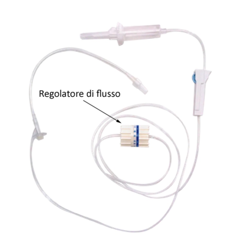 Conjunto de infusão EUROSPITAL Euroset 20 Dop Free com regulador de fluxo sem agulha
