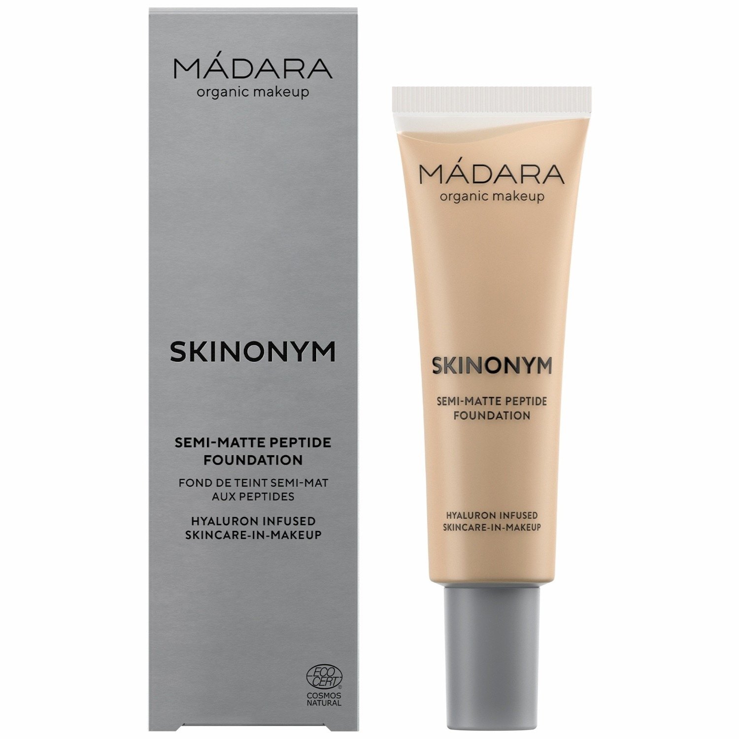 MÁDARA Foundation SKINONYM Semi-Matte Peptide Foundation, Nr. 15 KAMEŇ - 30 ml