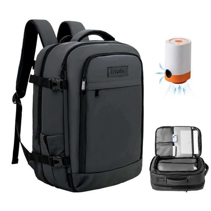 Bolsa de viaje con compresión al vacío - 47 × 33 × 20 cm - Mochila multibolsillos - Impermeable - 35 L - Equipaje de cabina, color negro