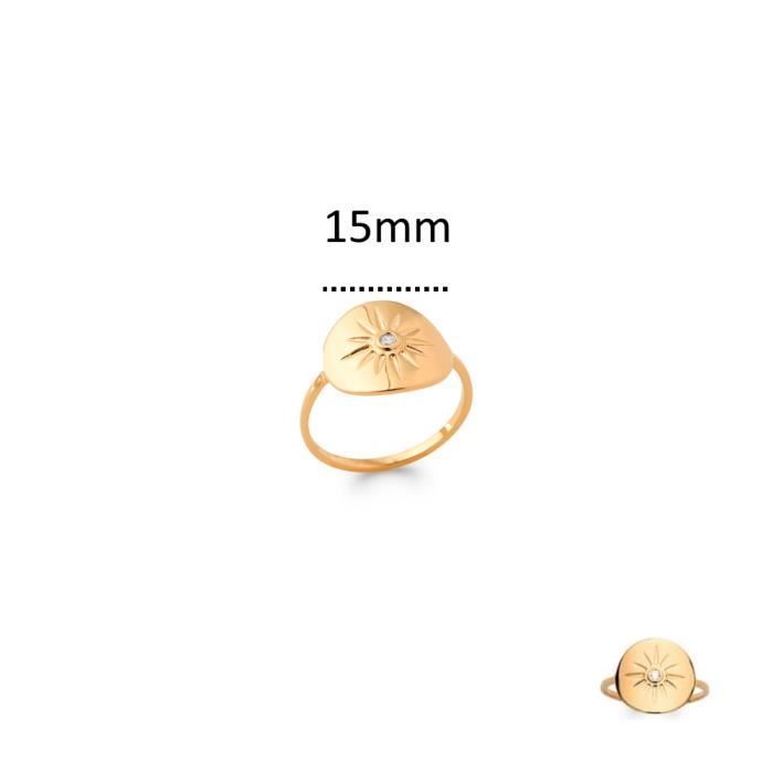Bague - KBC - Disque Soleil de Vergina - Plaqué Or - Oxyde de Zirconium - 15mm