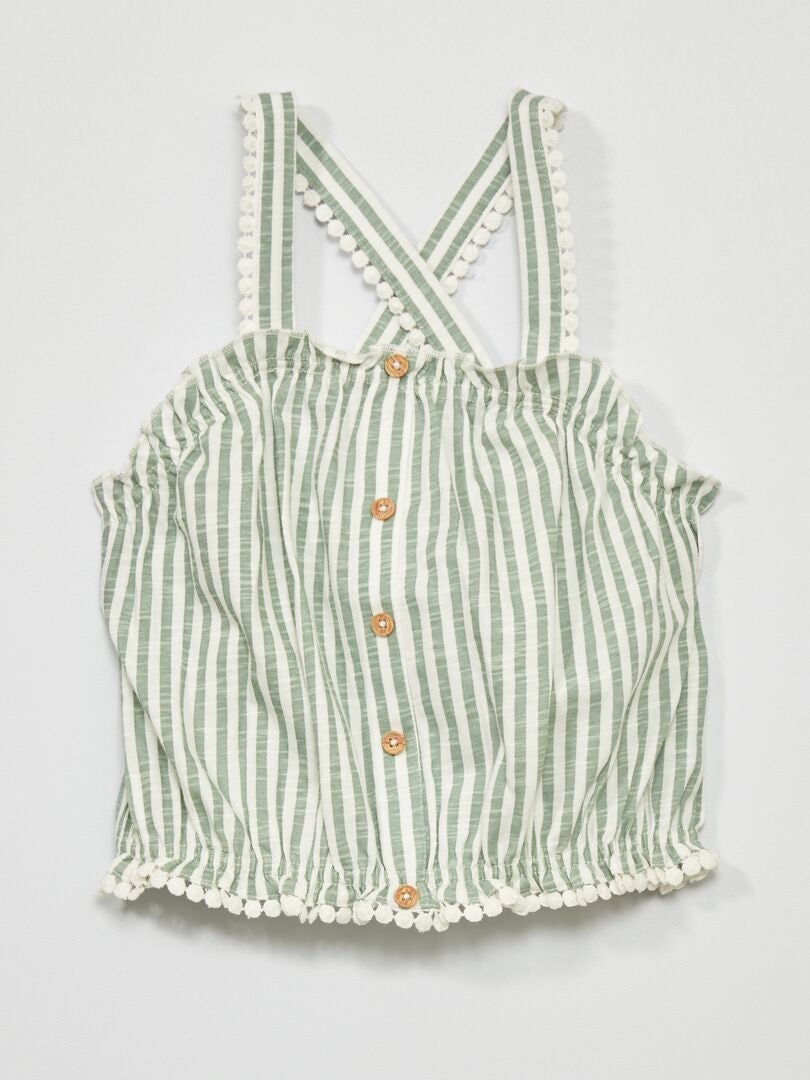 Camiseta sin mangas a rayas - VERDE