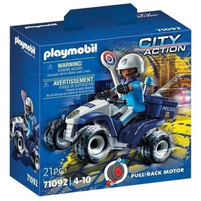 PLAYMOBIL 71092 Polizist und Quad mit Rückziehmechanismus, Stadt-Action, Polizei, ab 4 Jahren