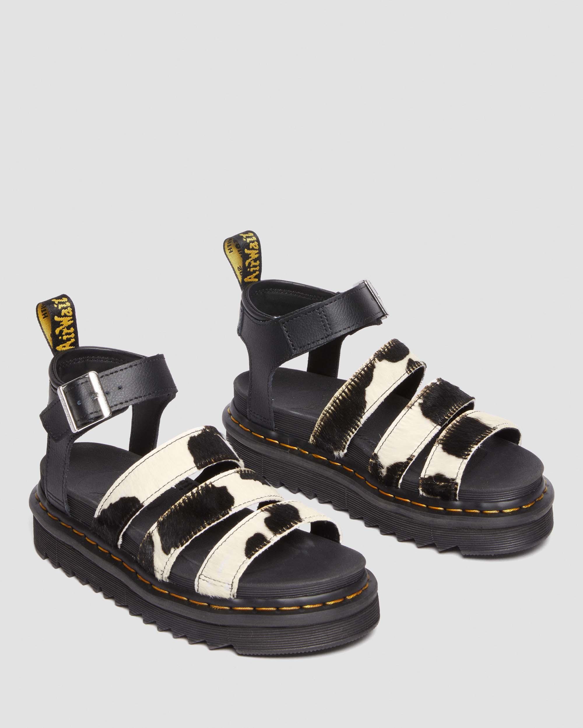 Blaire Hair-On Cow Print Riemen Sandale