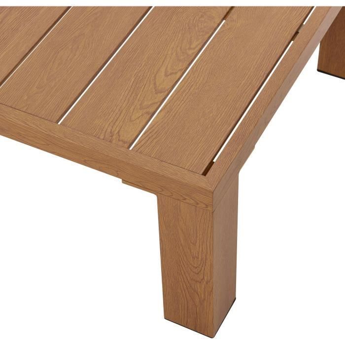 Conjunto de muebles de jardín SANA con sofá esquinero - Aluminio efecto madera - 4 personas - Gris perla