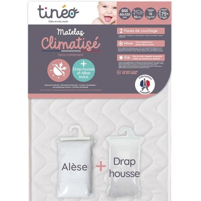 TINEO air-conditioned mattress 60x120 cm + fitted sheet + mattress protector (set)