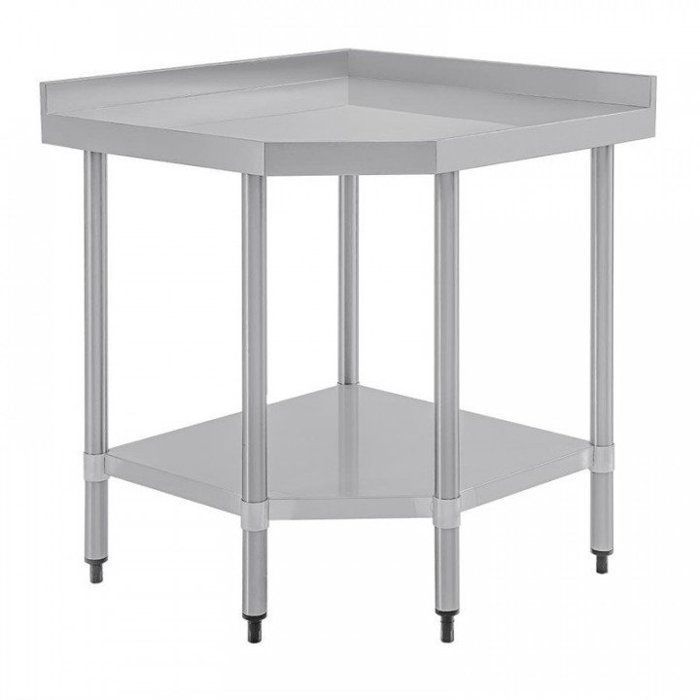 Table inox d'angle (H)960 x (L)800 x (P)600 mm avec dosseret