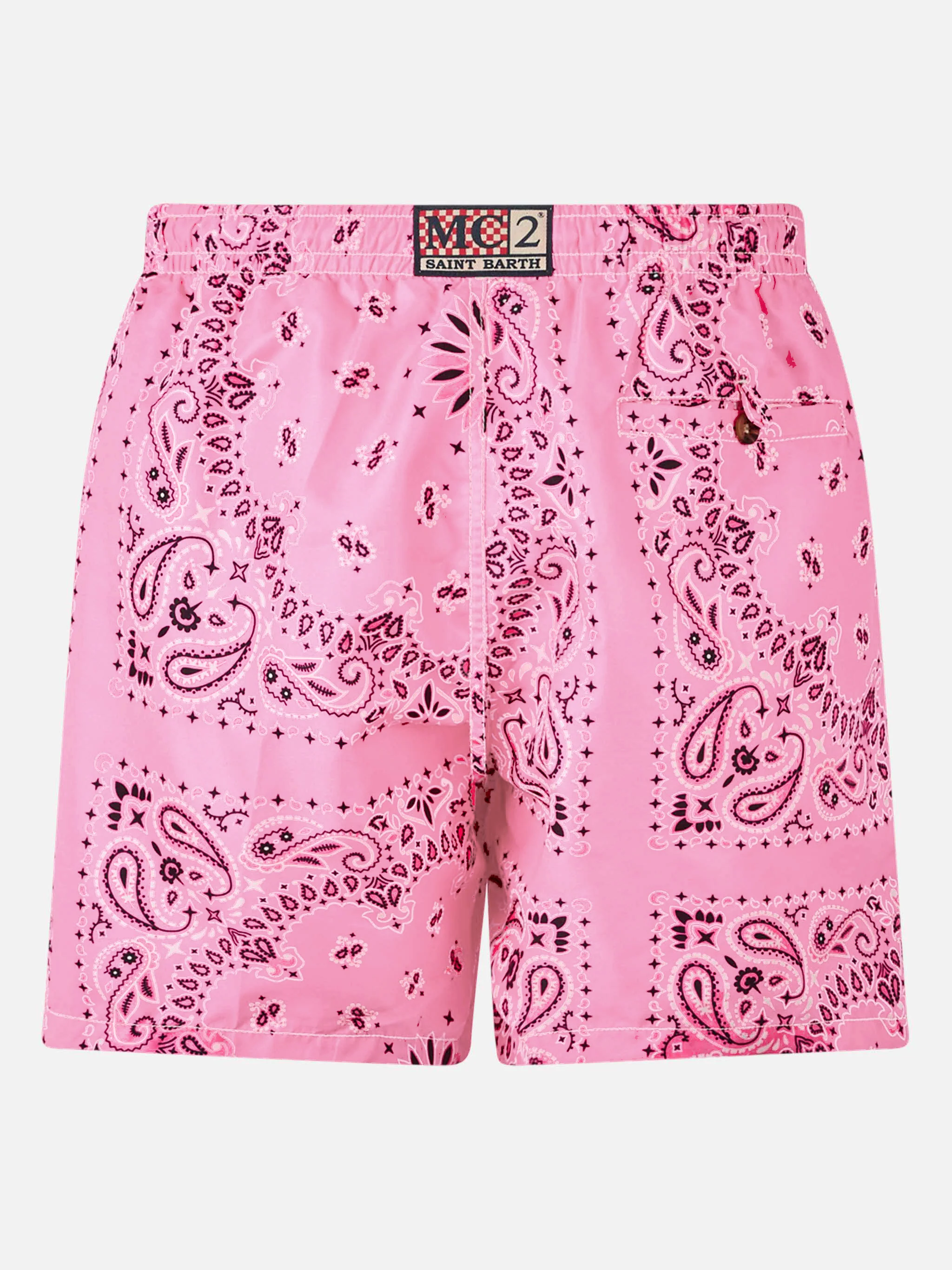 Maillot de bain homme rose à imprimé bandana