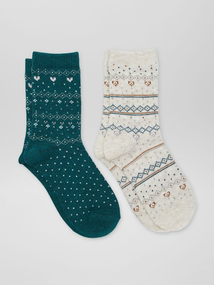 Juego de 2 pares de calcetines jacquard - VERDE