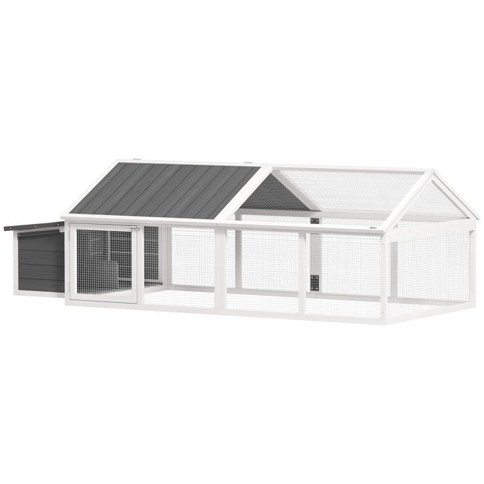 Poulailler pour poules - PawHut - avec nichoir - porte et toit ouvrable - pour 4 et 8 poules - en bois - blanc