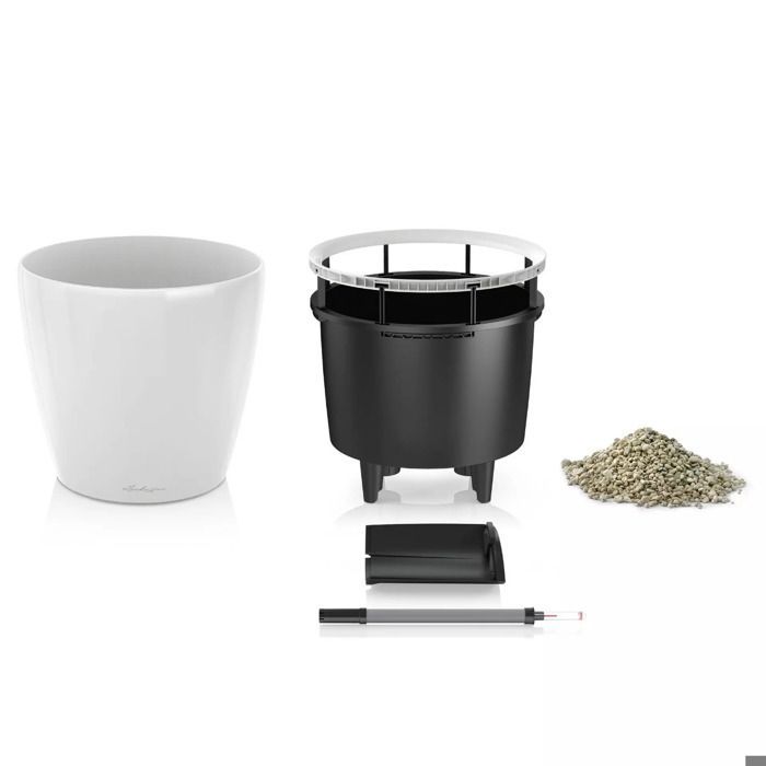 Maceta LECHUZA Classico 35 LS TODO EN UNO - 35 x 32,5 cm - Blanco brillante - Sistema de riego - Volumen de plantación: 13 L