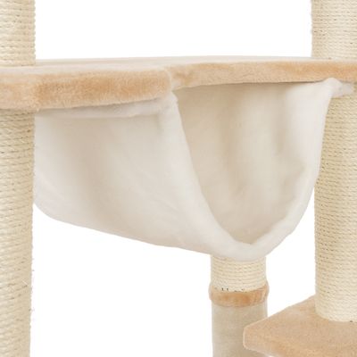 Arbre à chat en forme de maison en pain d'épice avec échelle