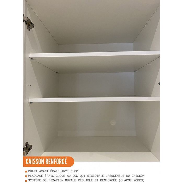 Meuble haut de cuisine Bellissi Blanc Brillant 1 porte L 40 cm - Cuisineandcie